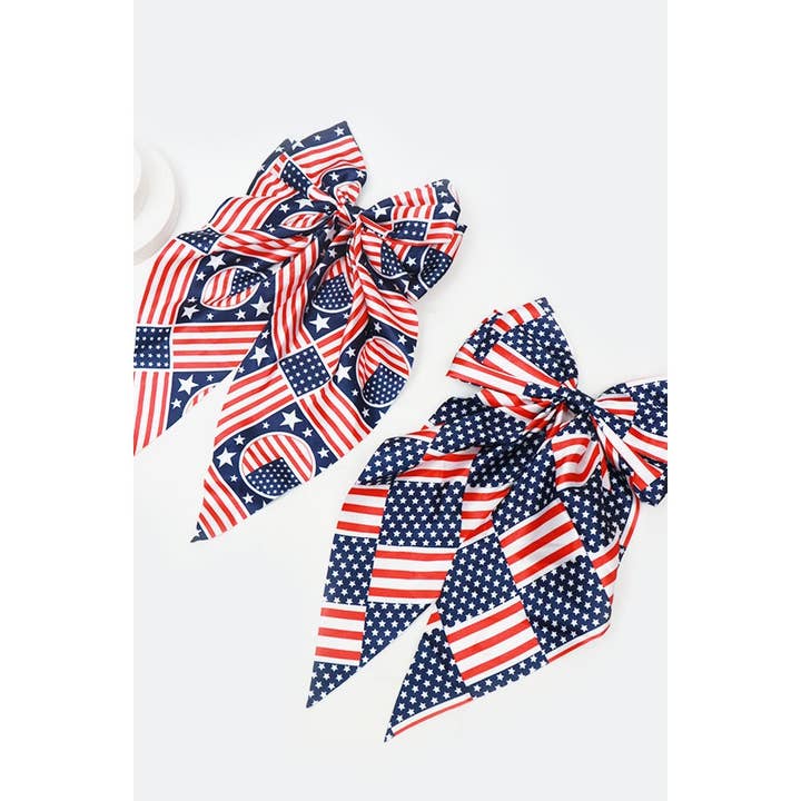 MIX COLOR Jumbo Patriotic Hair Satin Bow Alligator Clips for wholesale on Faire