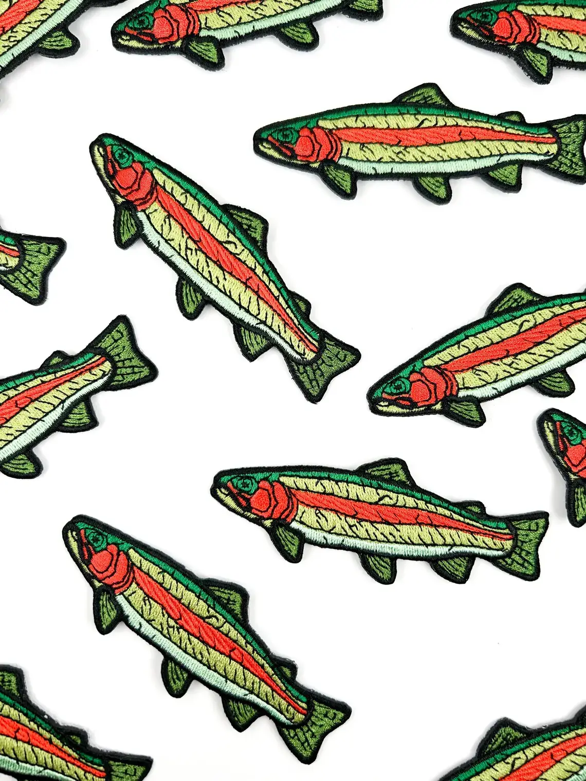 Field Trip Threads – wholesale Patch – Rainbow Trout Embroidered Iron-On Patch Fly Fishing Tying3