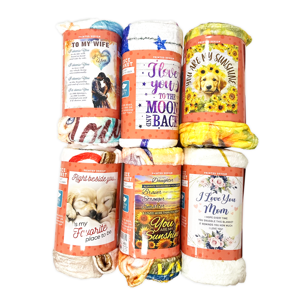 Novelty Closeout - Wholesale Throw Blanket - JUMBO 50 x 60 Plush Fleece Blanket Assortment- 12/Pack1