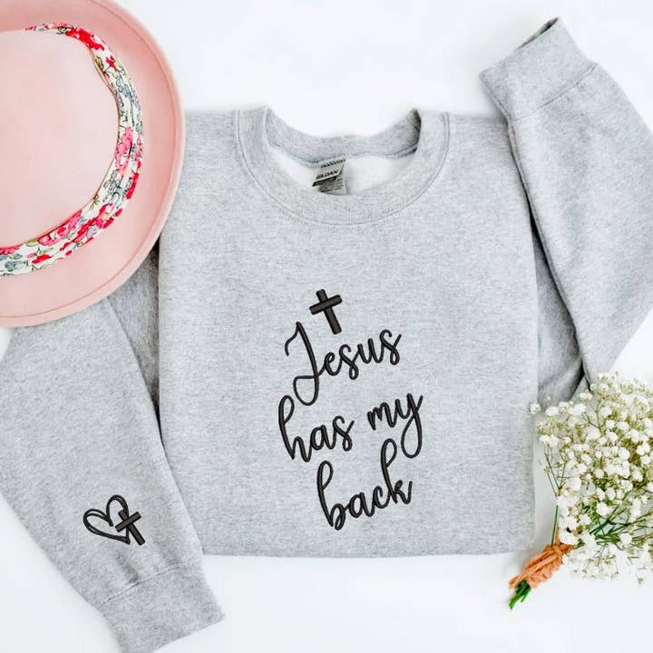 One Nine - Vente Sweat-shirt – femme - Chandail brodé Jesus Has My Back2