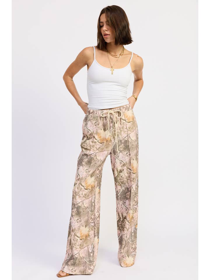 OLIVE PINK BLUSH WOODLAND CAMO SWEATPANTS for wholesale on Faire2