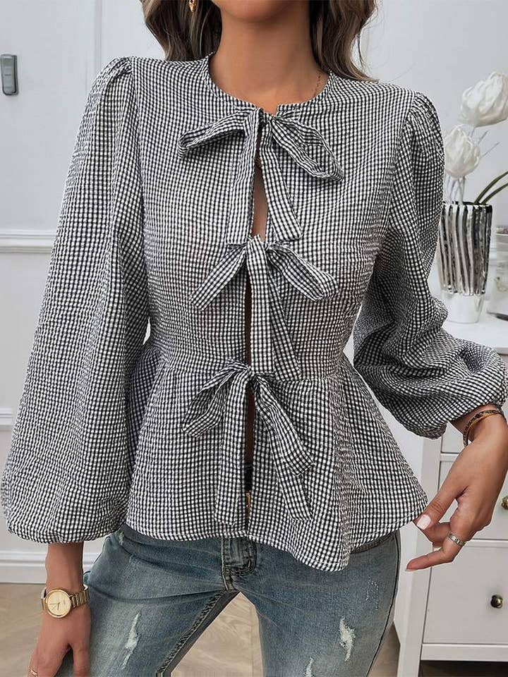 chemise à manches longues et col rond ample pour femme pour la vente par Queen Fashion