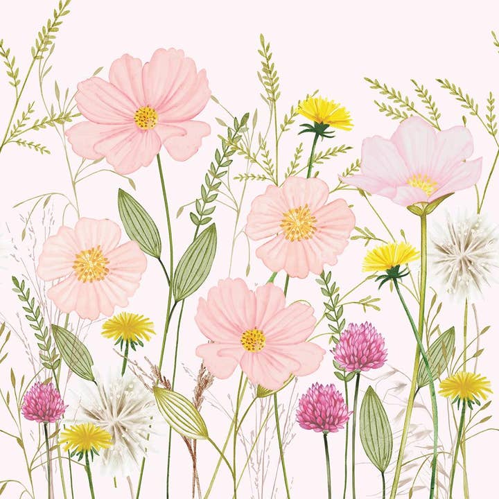 BEV- PASTEL FLOWERS, PINK BY AMBIENTE for wholesale by Paperproducts Design • Ambiente