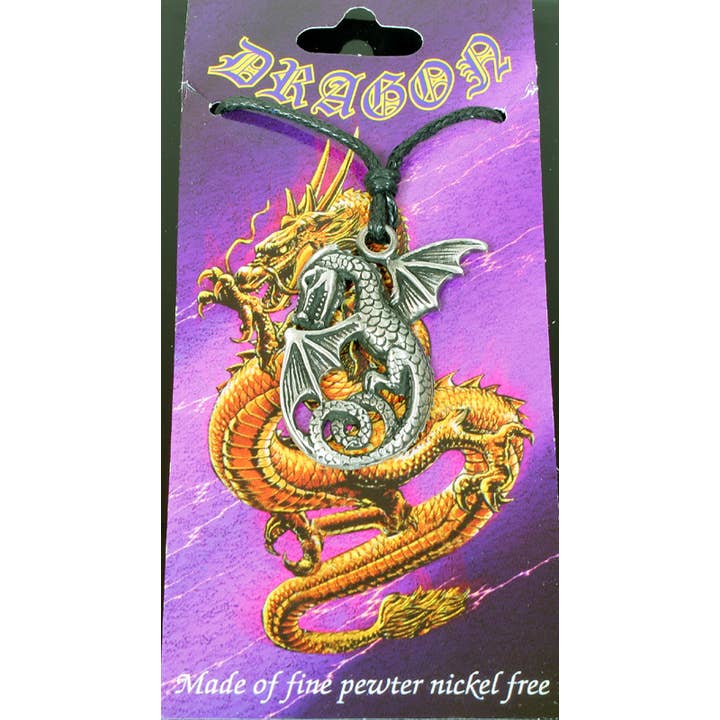 Western Counties Wholesale - Wholesale Pendant/Charm Necklace - Pewter Dragon Necklace Carded