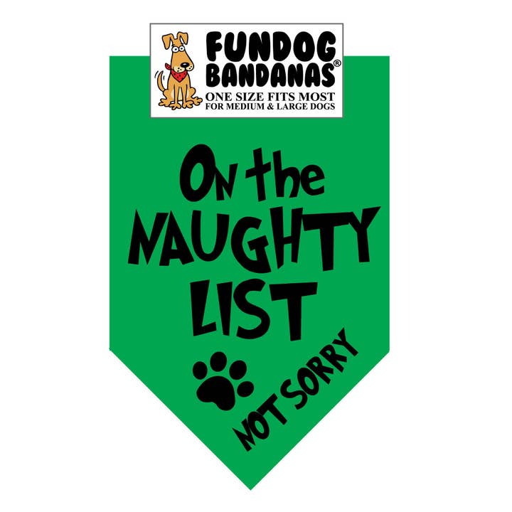 Assorted Colors red and green 5 Pack - On the Naughty List Not Sorry Bandana for wholesale on Faire