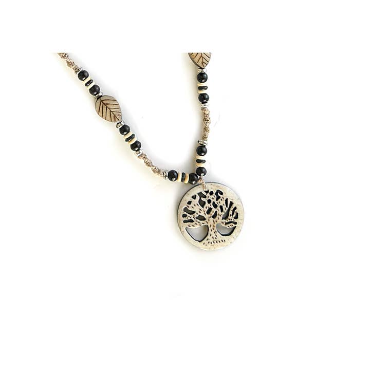 LIFE'S FORCE TREE HEMP/BONE NECKLACE for wholesale by Gypsy Rose