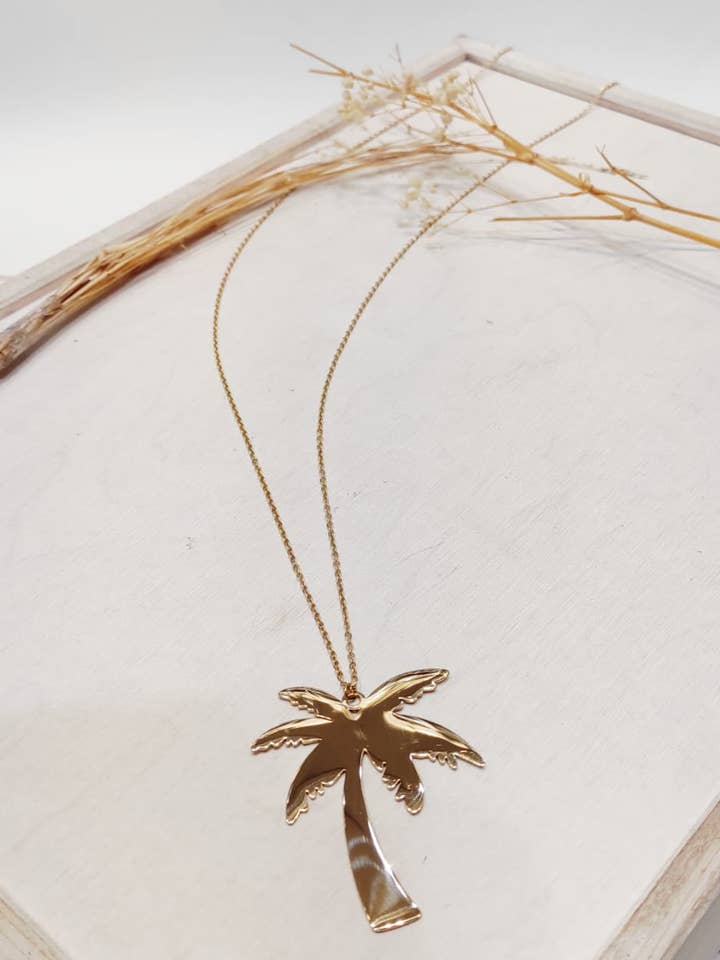 Lange Halskette 90 cm mit Palme für den Großhandel von LOLO & YAYA