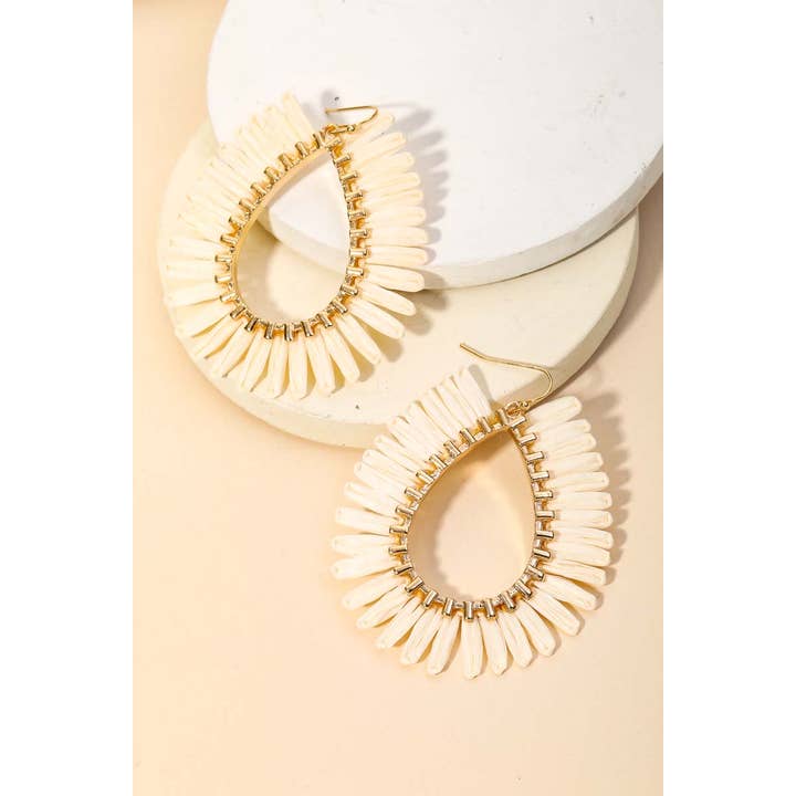 Anarchy Street - Wholesale Hoop Earrings - Raffia Fan Teardrop Earrings