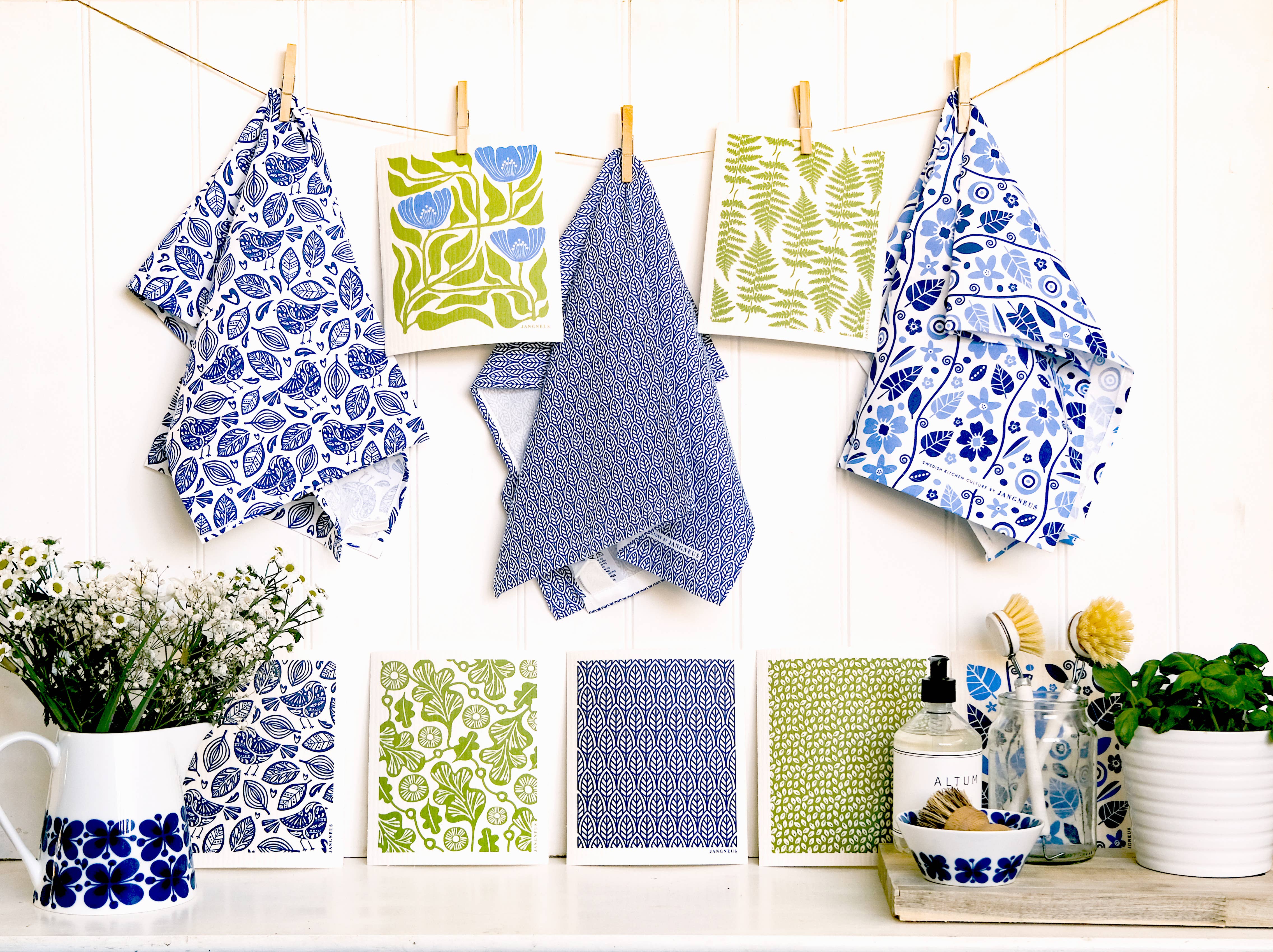 Jangneus - Vente Torchon - Torchon suédois - Fougère - Vert3