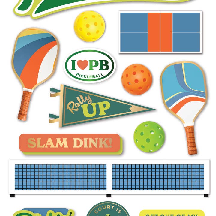 Paper House Productions - Wholesale Sticker - 3D Scrapbook Sticker - Pickleball
