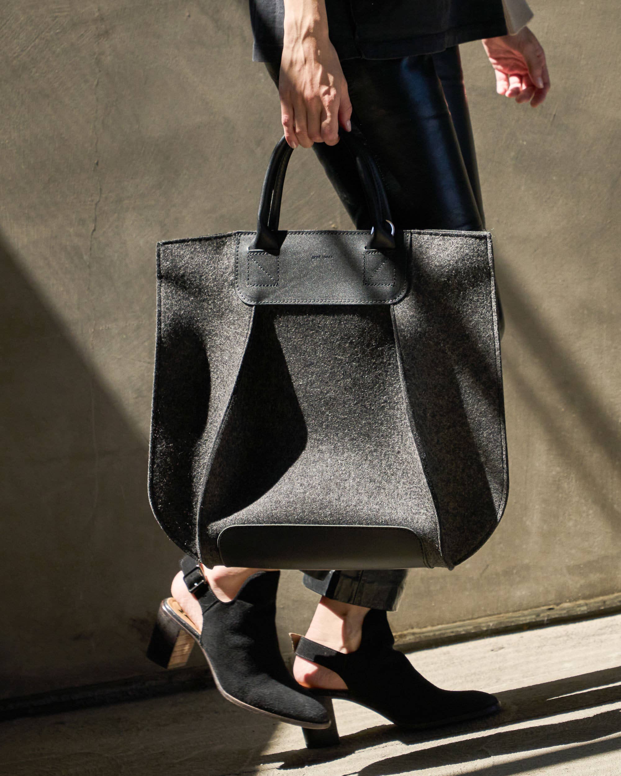 Frankie Merino Wool Tote in Charcoal for wholesale on Faire1