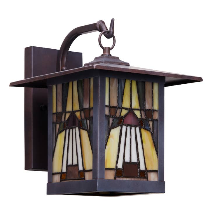 River of Goods - Wholesale Outdoor/Lawn Light - 11.75"H Bryce Amber Stained Glass Outdoor Light Fixture