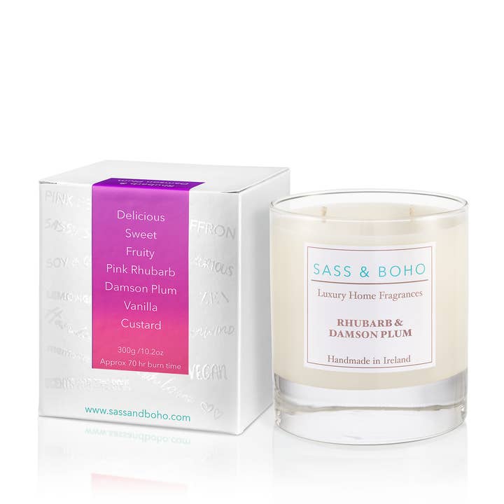 Rhubarb & Damson Plum Candle for wholesale by Sass & Boho