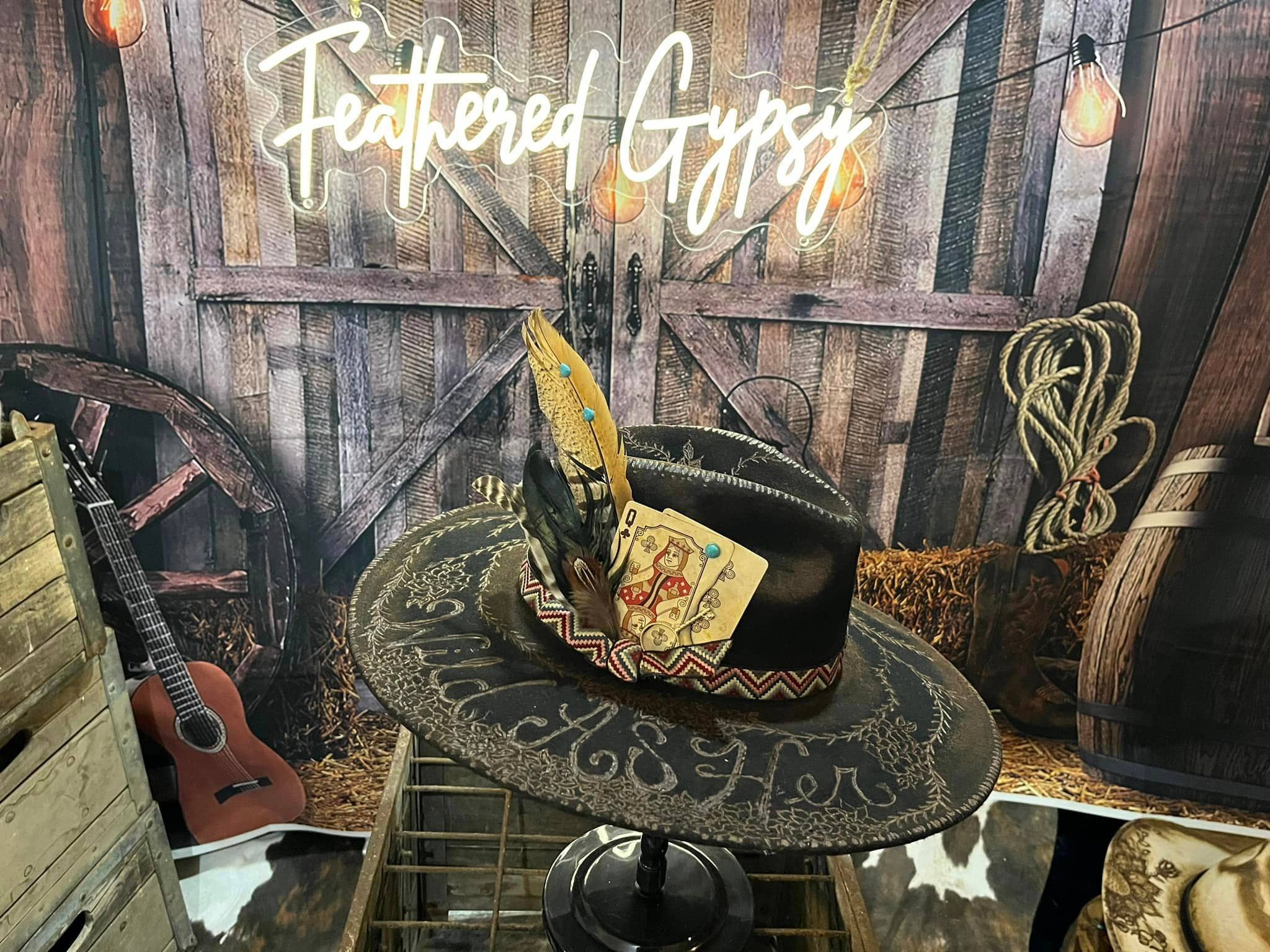 Feathered Gypsy Custom Hats and Boutique - Wholesale Cowboy Hat - Women's - Wild As Her Custom Burned Rancher4