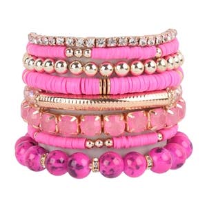 MYS Wholesale Inc - Wholesale Beaded Bracelet - Fimo Ccb Mix Bead Charm Stretchable Bracelet10