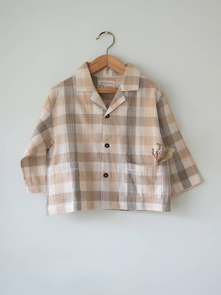 Camisa de Algodón a Cuadros Tejida a Mano de Corte Amplio Cloud Drift para venta al por mayor de Love The World Today