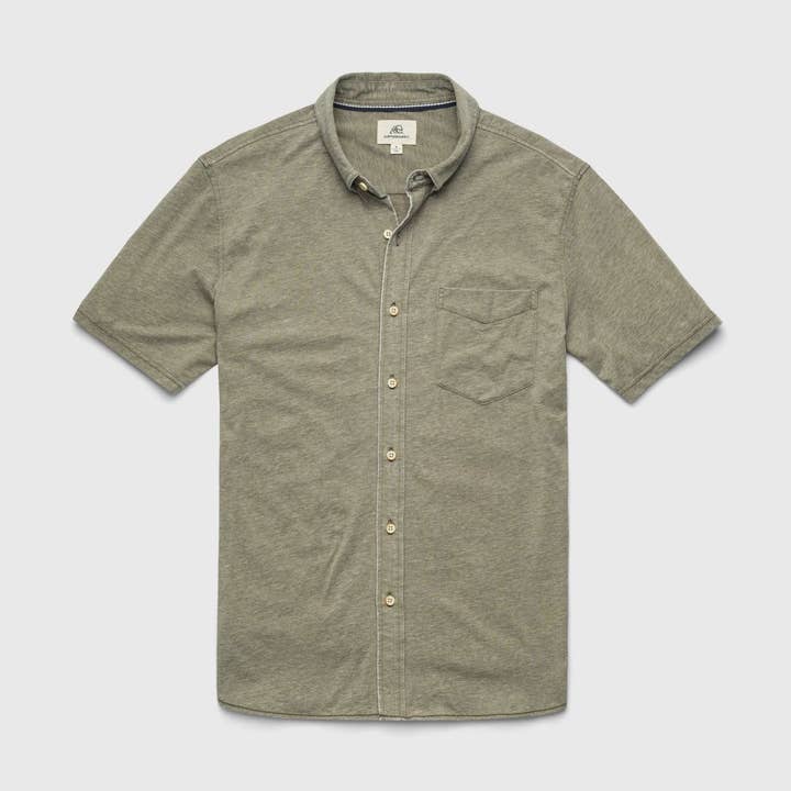 Tony s/s Burnout knit Shirt - Vert Lichen pour la vente par SURFSIDESUPPLY