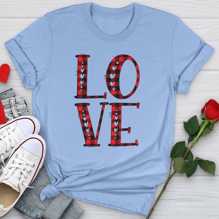 Love Checkered Pattern Softstyle Tee for wholesale by Christian Lifestyle Collections