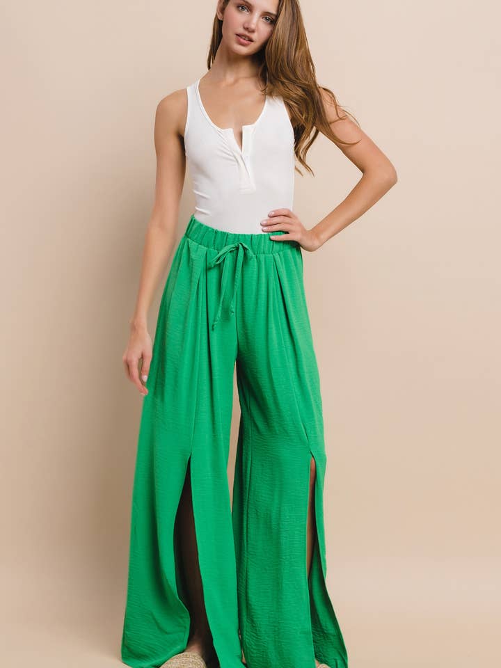 SOLIDE CREPE PALAZZO BUKSER - K GRØN 2327PF for engroshandel hos WISTERIA LANE