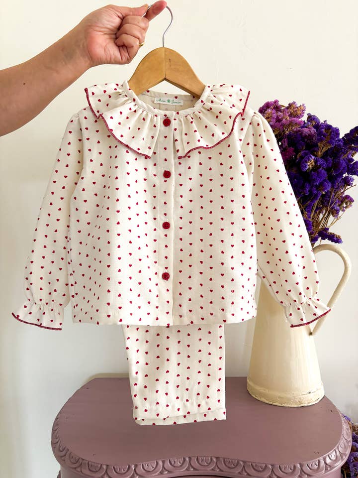 Muslin Heart Pajamas for wholesale by Maria Jasmim Baby & Child