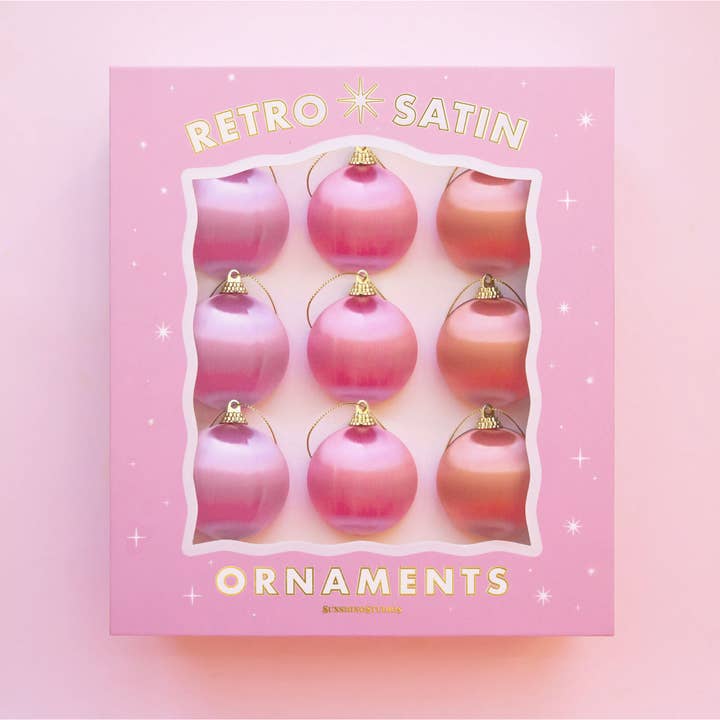 Enfeites Retro de Cetim | Conjunto de 9 | Standard por atacado de Sunshine Studios