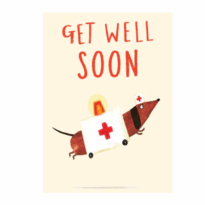 Charley Rabbit Cards – wholesale Get well card – Get Well Soon Sausage Dog Greeting Card1
