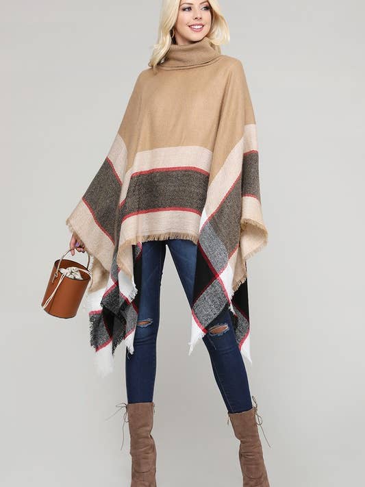 Turtleneck Pullover Poncho for wholesale by Bagel