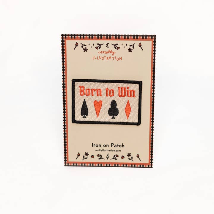 Molly Illustration - Wholesale Patch - Born to Win Vintage Style Embroidered Iron On Patch1