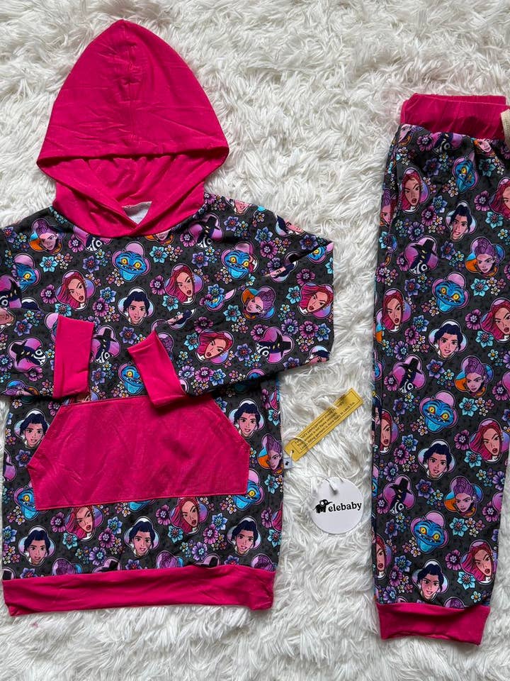 In My Napalm Era Hoodie Set for Kids- Kpop Demon Hunters Collection for wholesale by Elebaby