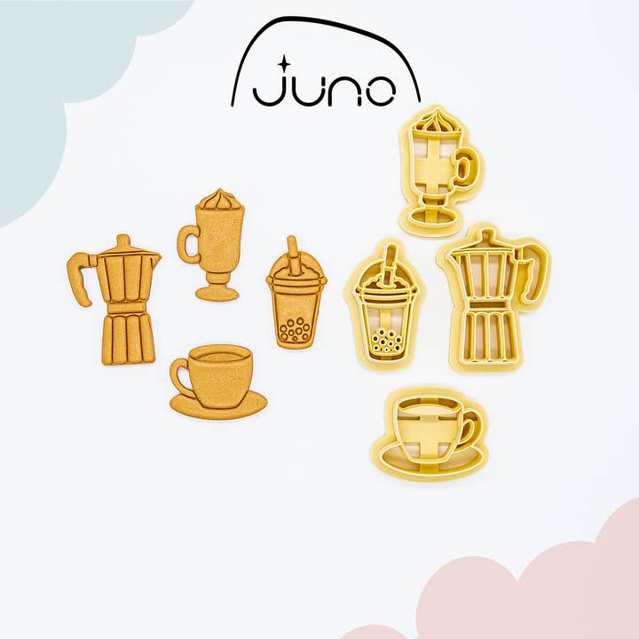 Coffee Maker & Tea Cup Printed Clay Cookie Cutter for wholesale by Juno 3D