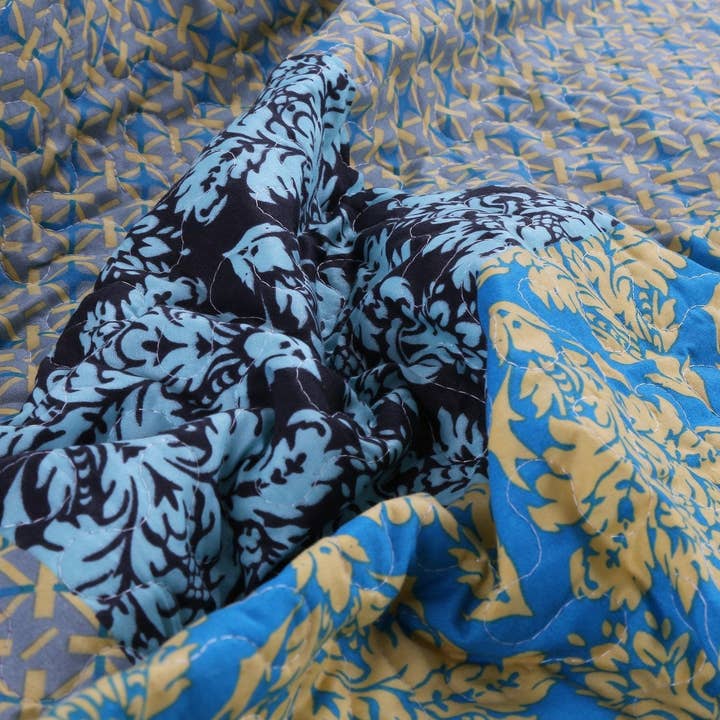 Tache Home Fashion - Wholesale Bedding Set - Tache Teal Turquoise Scalloped Reversible Bedspread Queen5