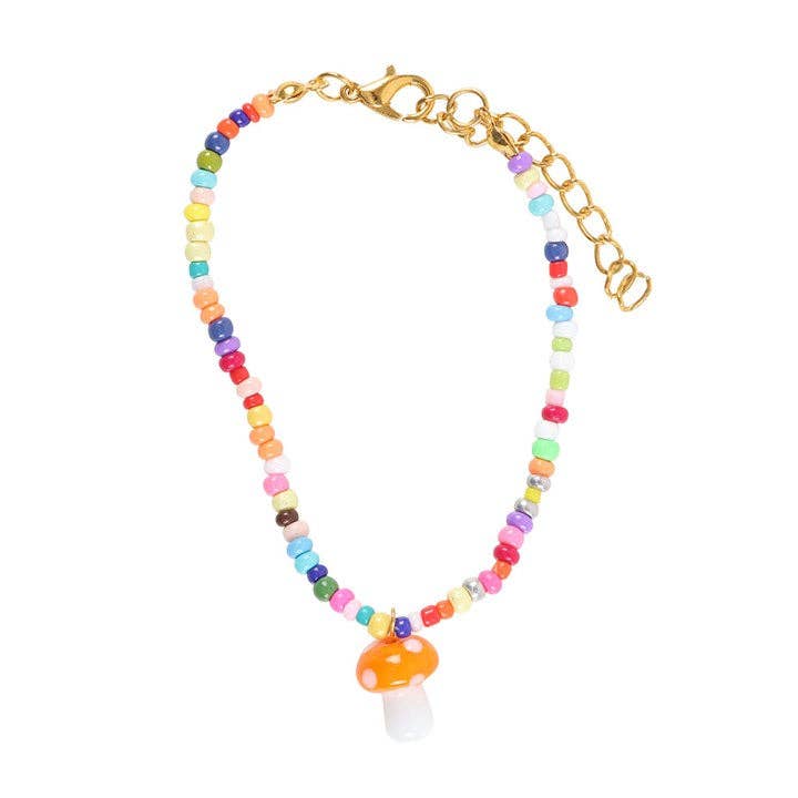 Something Different Wholesale - Wholesale Charm/Dangle Bracelet - Orange Mushroom Beaded Charm Bracelet2