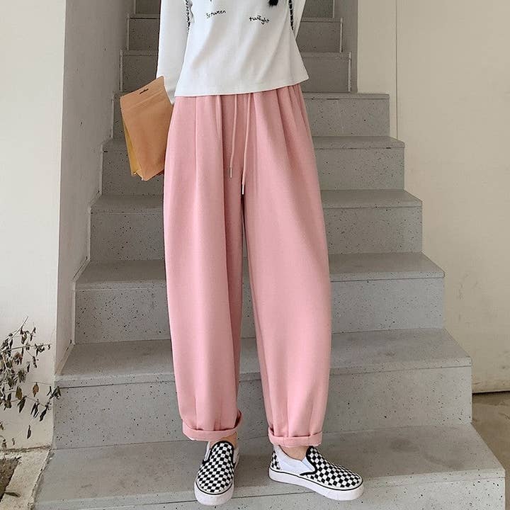 Pantaloni Harem sportivi casual con elastico in vita - Tinta unita per la vendita all'ingrosso da parte di UZ Wholesale Store