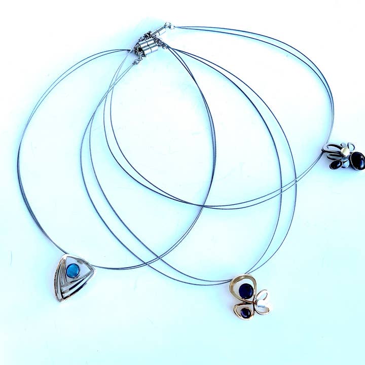 Christophe Poly / Crono Design – wholesale Jewellery set – SETS (KY) - Small Pendant WireNeck(K) 19" & LeverEar(X) Sets10