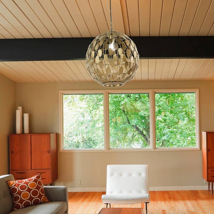 16"W Amelia Glam Gold Globe Shade Pendant for wholesale by River of Goods