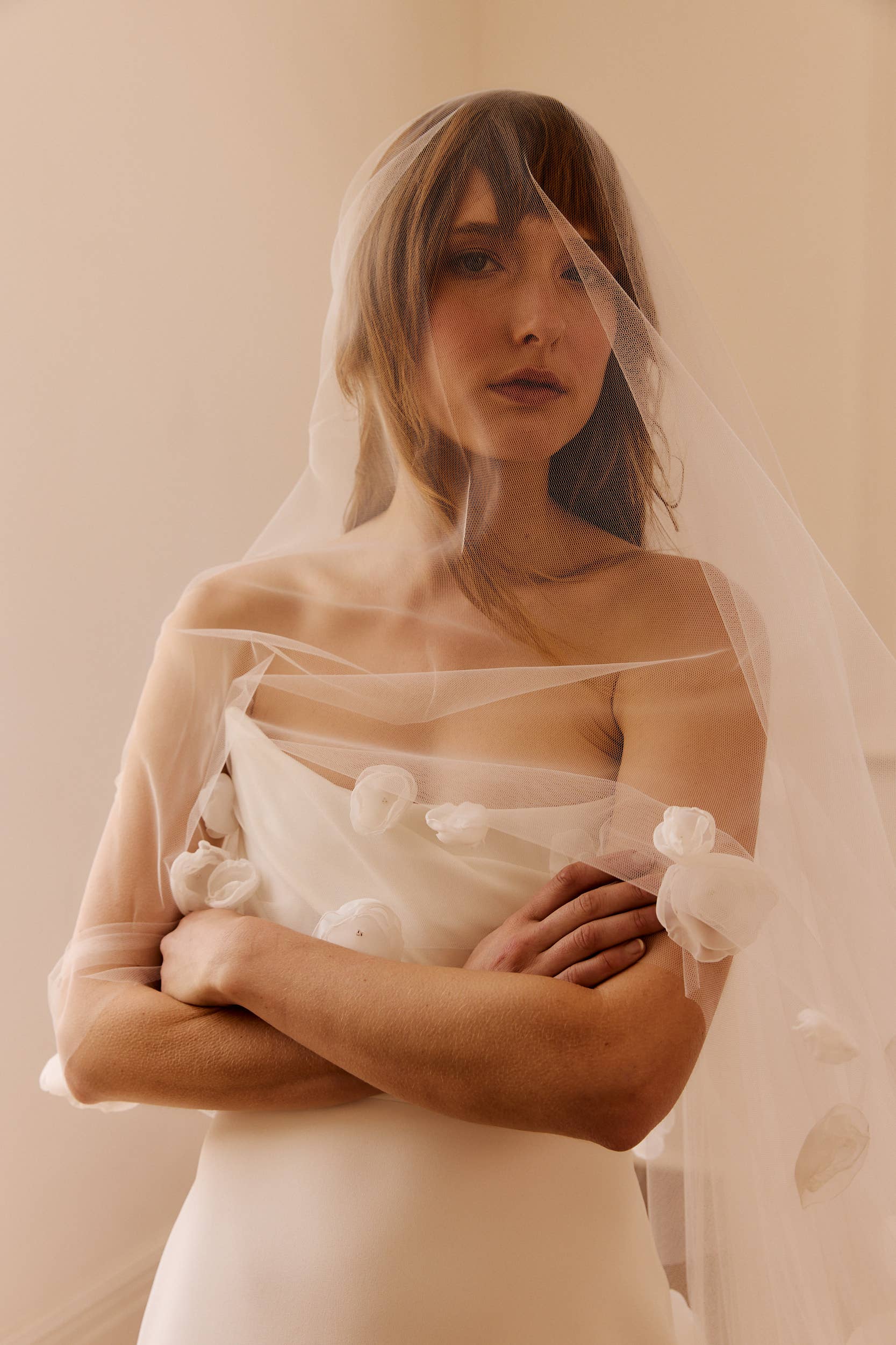 Dove Grey Accessories - Wholesale Veil - Women's - Jolene 3D Organza Floral Veil