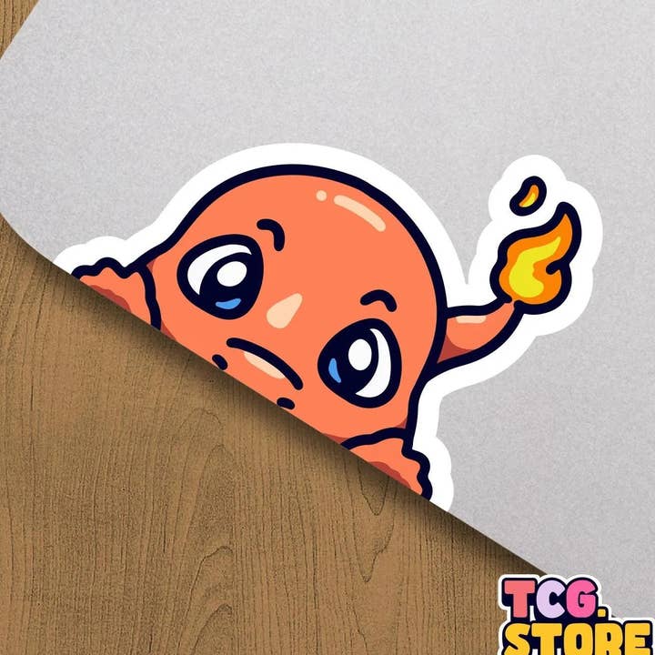TCG.Store - TCGDOTSTORE - Wholesale Sticker - Charmander Peeking Pokémon Sticker5