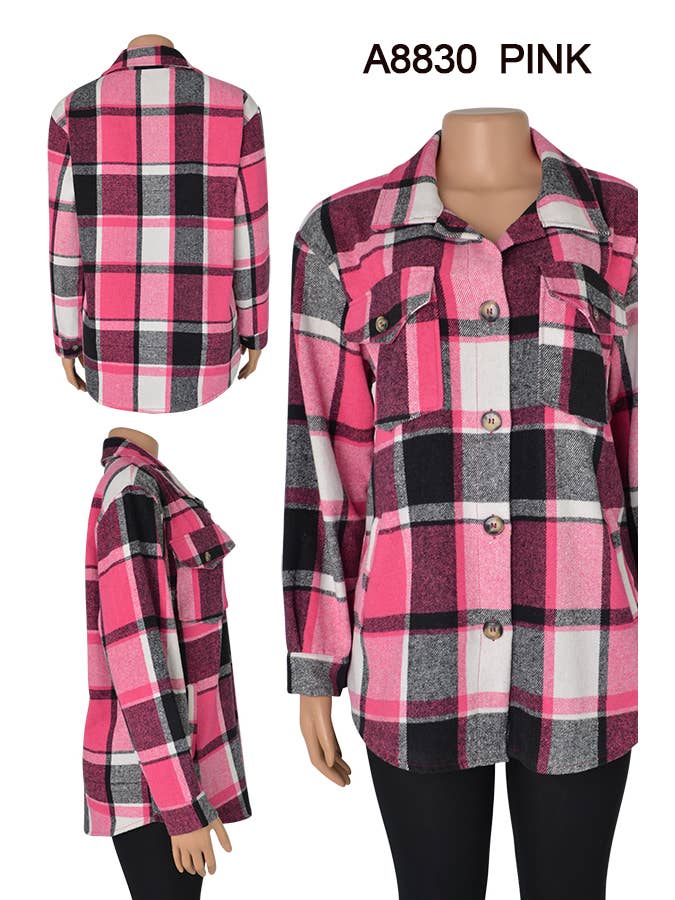 SSImport - Wholesale Shirt Jacket/Shacket - Women's - A8830 COAT PLAID PATTERN JACKET SPRING FALL 12PCS