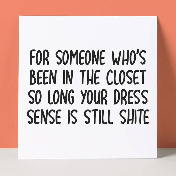 SENS DE LA MODE - SORTIE DU PLACARD - CARTE DE FÉLICITATIONS pour la vente par Pack a Punch Designs