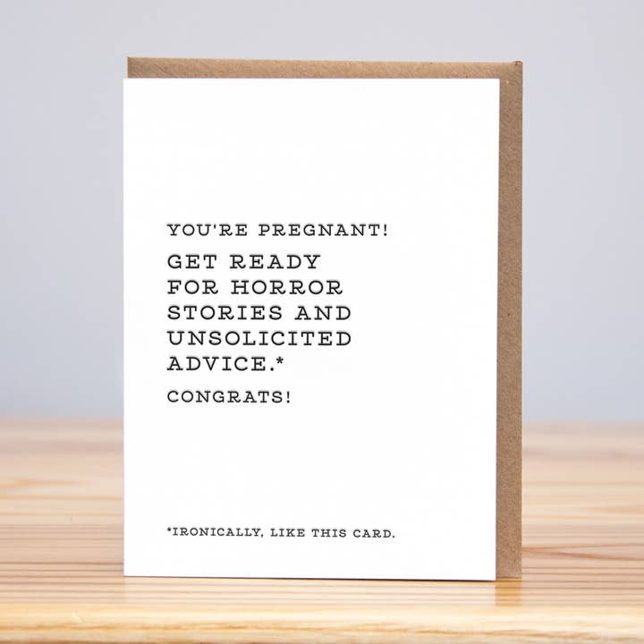 Unsolicited Advice Pregnancy Congrats (Letterpress) for wholesale by Huckleberry Letterpress