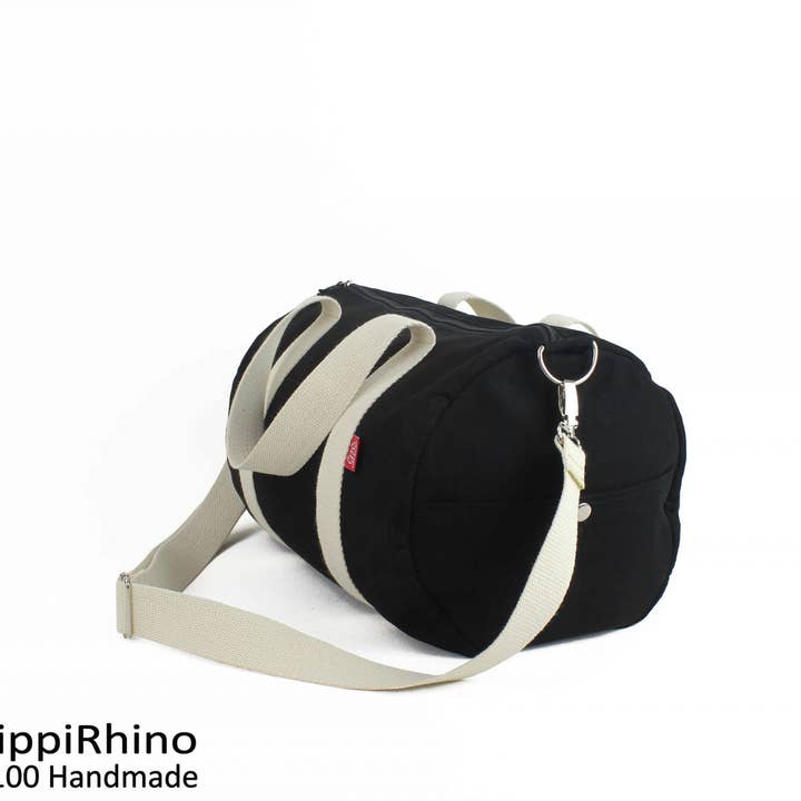 Schwarz Sport Seesack Crossbody Baumwolle Gurtband Griff für den Großhandel von hippirhino