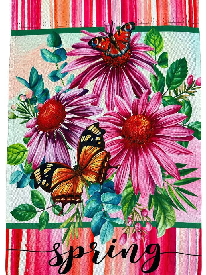 Spring Flowers Butterflies Garden Flag, 12" x 18" for wholesale by Tremont Floral Supplies