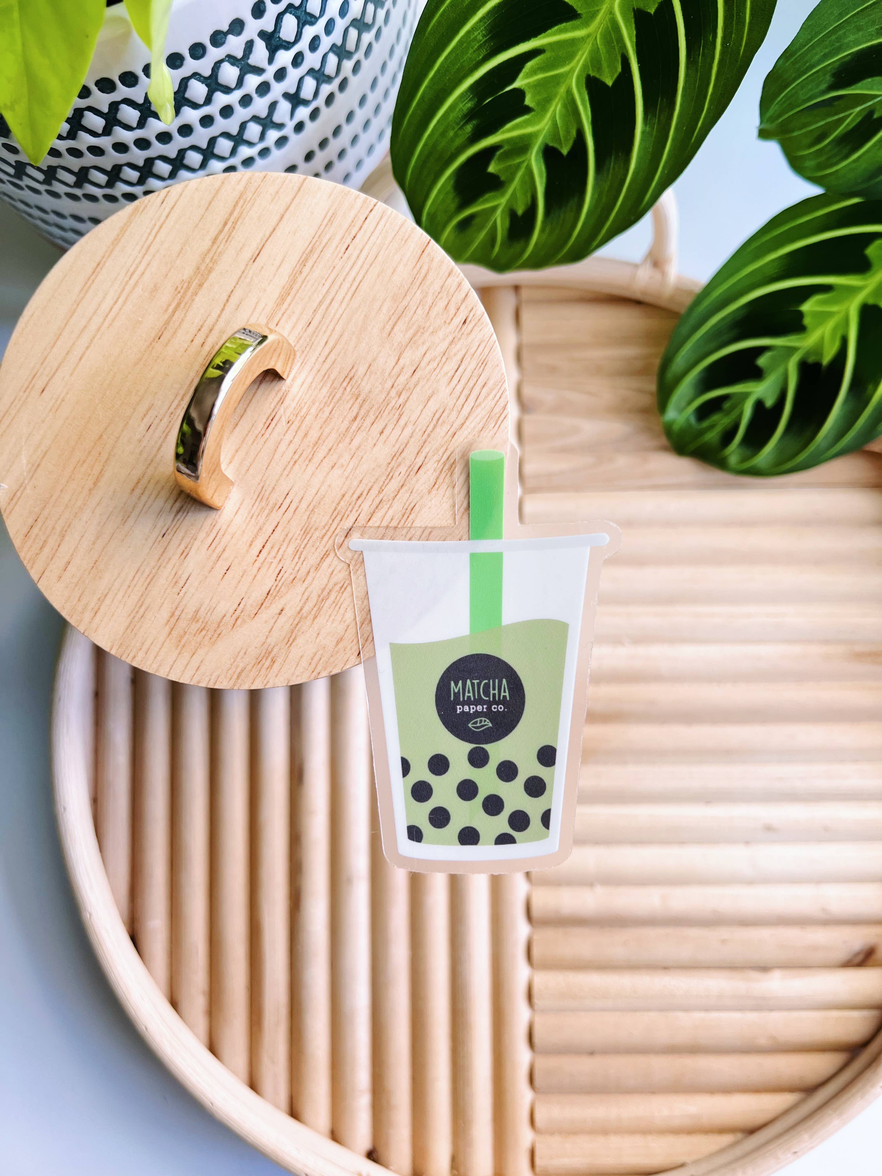 Matcha Paper Co. - Wholesale Sticker - Milk Tea Boba Clear Vinyl Sticker Pack2