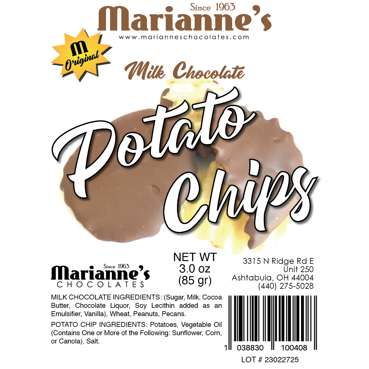 Marianne's Chocolates - Wholesale Chocolate Covered Sweets - Milk Chocolate Potato Chips1