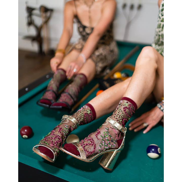 Serpentine Floral Black Sheer Crew Sock and other Purchase Wholesale odd socks. Free Returns & Net 60 Terms on Faire trending on Faire.