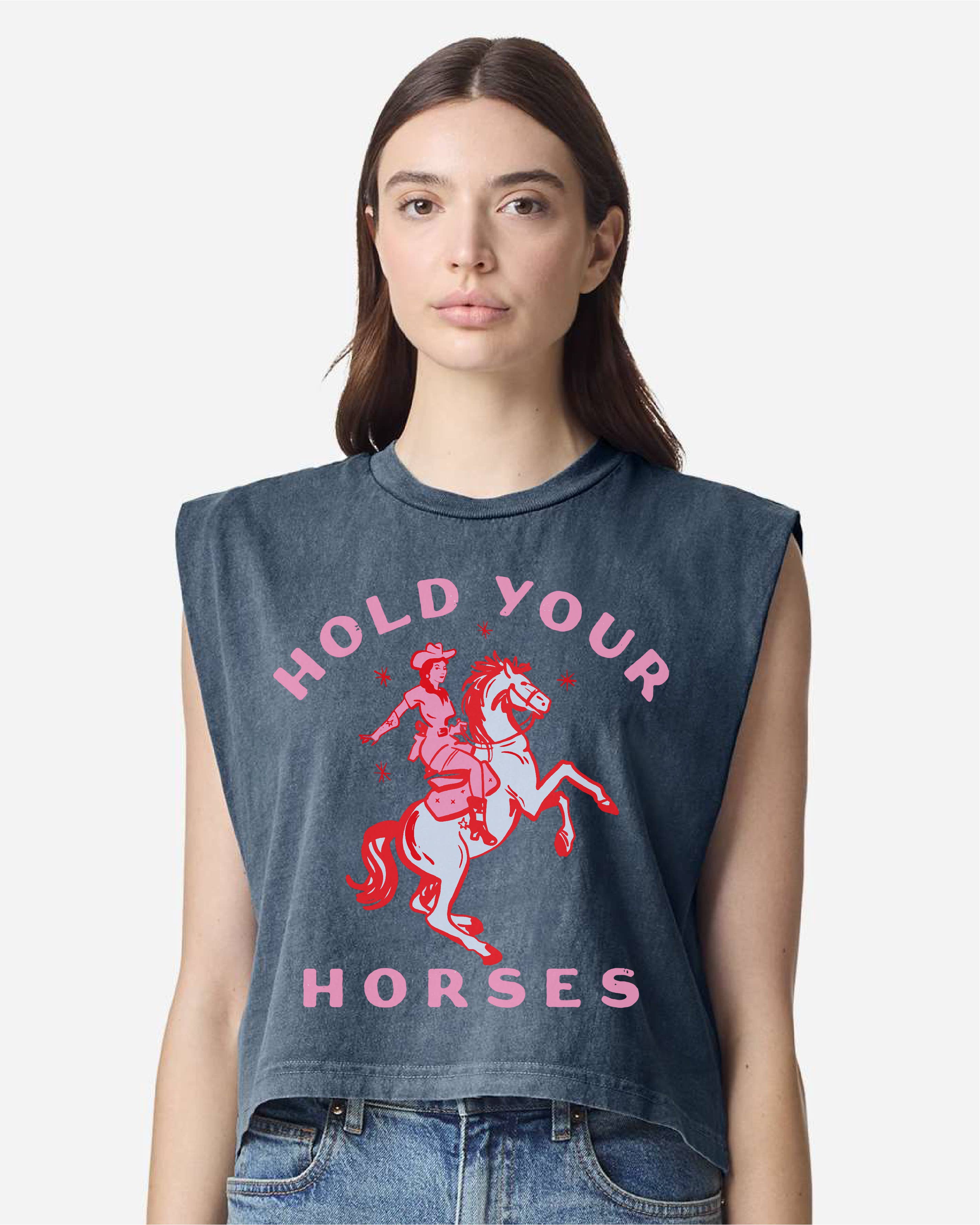 Hank & Scoot - Wholesale Tank Top - Women's - Hold your Horses Boxy Tank