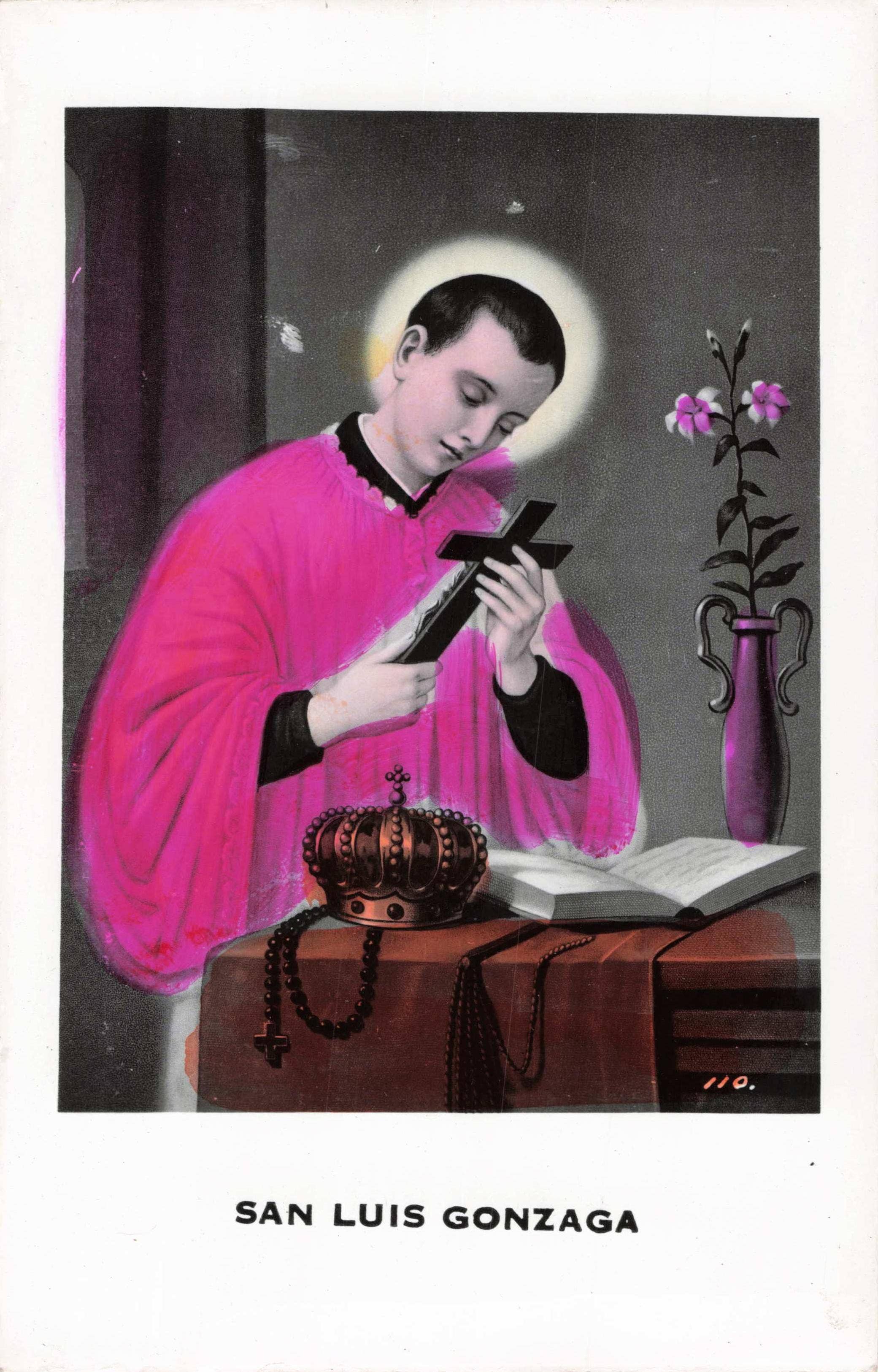 Tesoros Trading Company - Wholesale Religieus kaartje - Religieuze met de hand ingekleurde kaart, Mx.- San Luis Gonzaga, PSC220