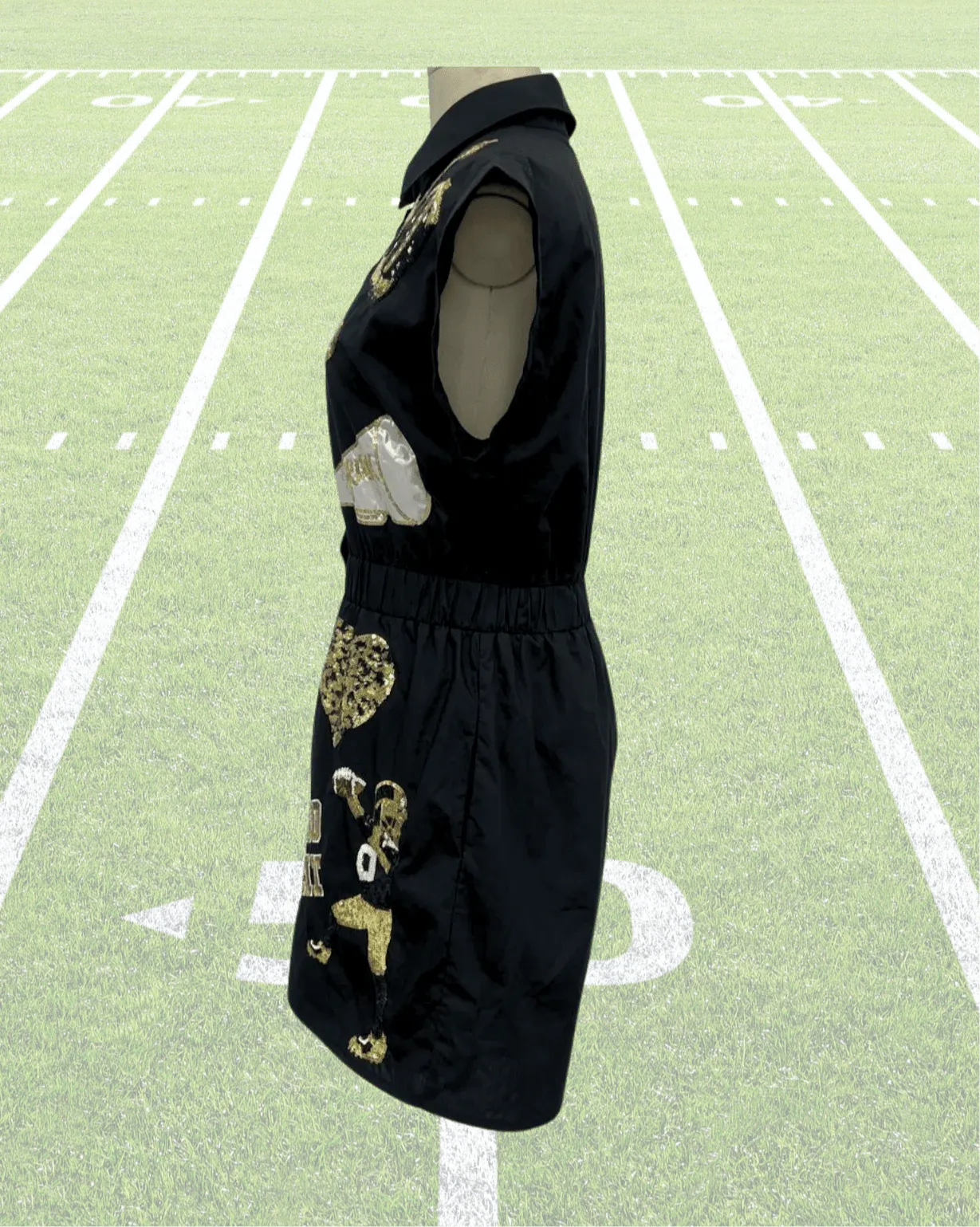 Sash Clothing Bar - Wholesale Romper - Women's - Black & Gold New Orleans Gameday Romper5