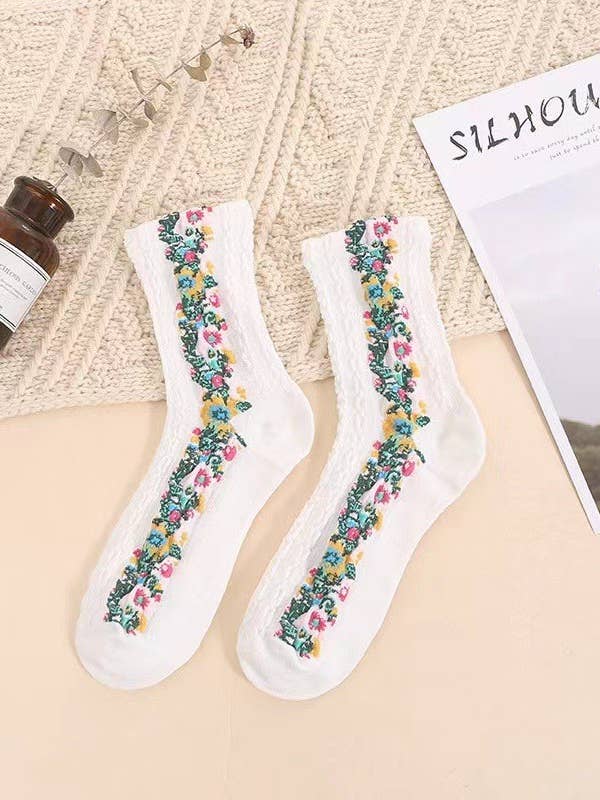 FLORAL KNIT VINTAGE CASUAL SOCKS | 40S02064 and other Purchase Wholesale happy knits. Free Returns & Net 60 Terms on Faire trending on Faire.