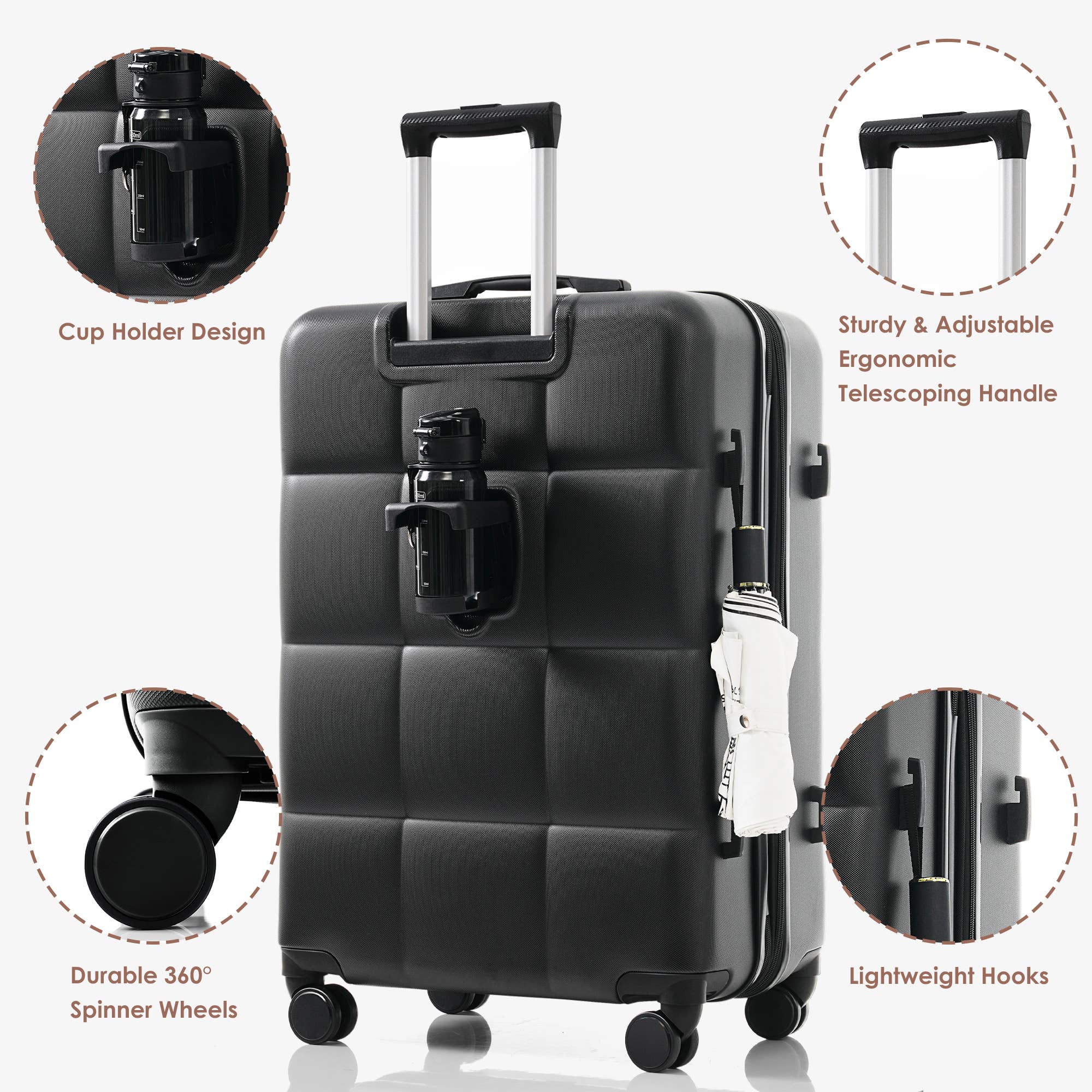 VTNG50 - Wholesale Luggage - Luggage Sets 4 Piece, 20-Inch with USB Port, Expandable ABS27